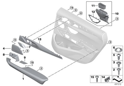 Moldura puerta derecha OEM 51429460270 para BMW Serie 6 G32 GT, G32 GT LCI. Original BMW.