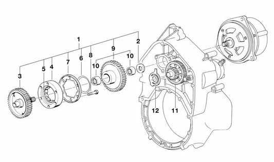 Árbol intermedio OEM 11261461002 para motos BMW K75, K75C, K75S, K75RT. Original BMW Motorrad.