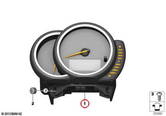 Kombiinstrument mit km/h-Skala für MINI Countryman F60 mit Linkslenkung OEM 62108792019. Original MINI.