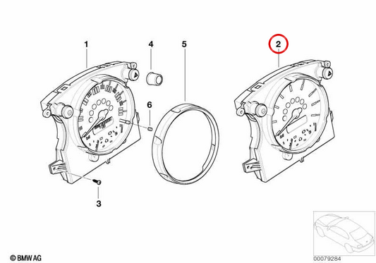 Rev counter/instrument panel OEM 62109126993 for MINI R50, R53, Cabrio R52. Original MINI.