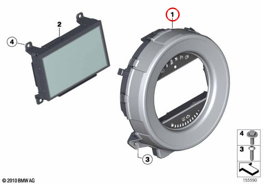 Cuadro de instrumentos, navegación OEM 62109306250 para MINI R56, R56 LCI, Clubman R55, Cabrio R57, Coupé R58, Roadster R59, Countryman R60, Paceman R61... y más. Original MINI.