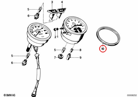 Orologio indicatore OEM 62111244250 per BMW R45, R65, R65LS (1978-1985). BMW Motorrad originale.