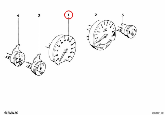 Tachometer for BMW 5 Series E34 (OEM 62111391907). Original BMW.