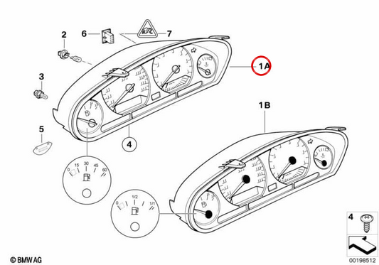 Instrumententabelle ohne Codify OEM 62112497720 für BMW E36 (316i, 318i, 320i, 323i, 325i, 328i, M3). Original BMW.