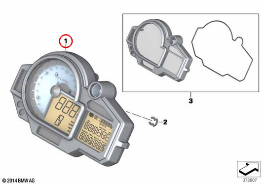 Tableau de bord OEM 62118559614 pour motos BMW HP4 (K42) 09/2011-07/2014. BMW Motorrad d'origine.