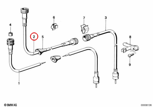 Cavo Velocimetrometro OEME 62121364817 per BMW E24. BMW originale.