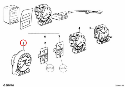 Velocimetro / tachometro 62121377684 per BMW E28, E23. BMW originale.