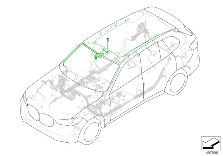 Tronco de cabo de teto OEM 61128736331 para BMW X7 G07. BMW genuíno.