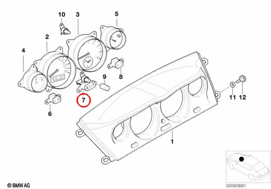 Central Indicator témoin OEM 62148383655 pour BMW E52 (Z8). BMW d'origine.
