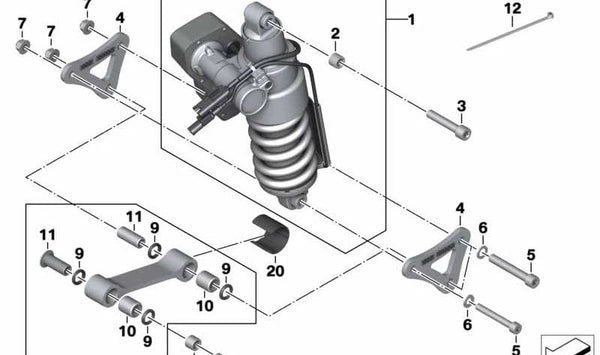 Protector metálico trasero OEM 33548560163 para BMW Motorrad K 1600 GT, GTL y Bagger (KK48, KK61 - modelos 2016 a 2027). Original BMW Motorrad.