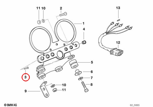 Vis onllanado 62211244826 pour BMW E24, E28, E30, E31, E32, E34, E36, E38, E39, E46, Z1, Z3. BMW d'origine.