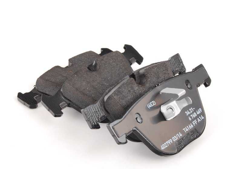 Brake pills set with OEM sensor 34212339292 for BMW E60, E60N, E63, E63N, E64, E64N. Original BMW.