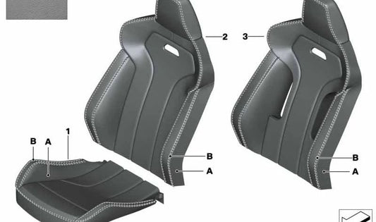 Funda respaldo asiento deportivo en cuero izquierdo OEM 52107986439 para BMW F87, F80, F82. Original BMW.