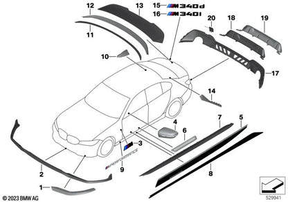 Glossy black tow hook cover for BMW G20, G21 (OEM 51122455862). Original BMW