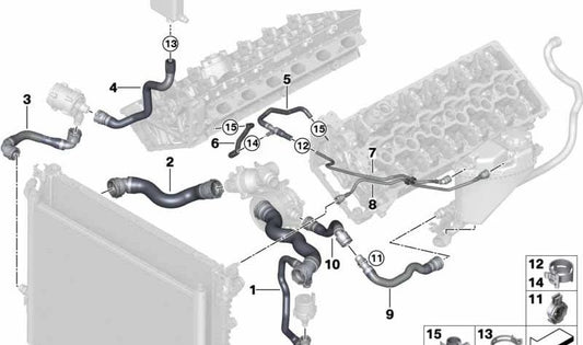 Tipe de retour de chauffage pour la série BMW 7 G12 G12N (OEM 17128648397). BMW d'origine