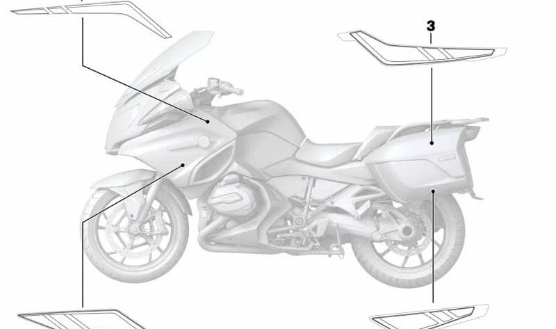 Decoración parte superior derecha OEM 51148555186 para BMW Motorrad R1200RT, R1250RT. Original BMW Motorrad.
