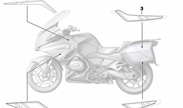 Decoración parte superior derecha OEM 51148555186 para BMW Motorrad R1200RT, R1250RT. Original BMW Motorrad.