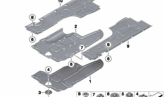 Cubierta inferior central OEM 51757207893 para BMW F01, F01N, F02, F02N. Pieza original BMW.