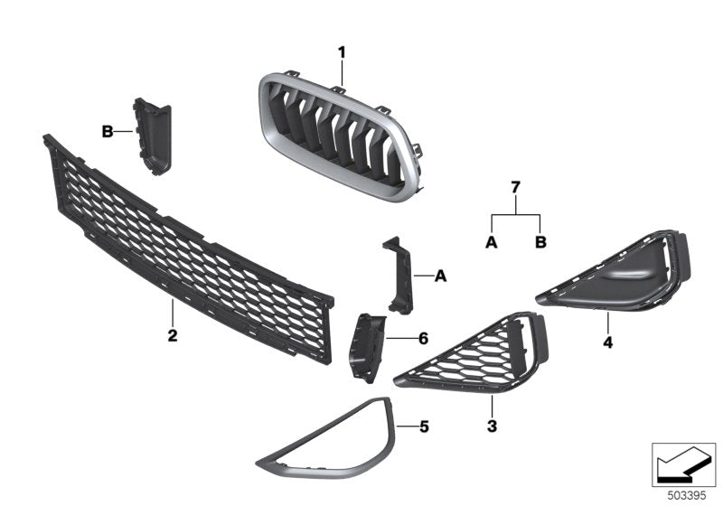 Juego de tapa (Deckel Rep.Set) OEM 51118090128 para BMW X2 F39 sDrive y xDrive (modelos 16d, 18d, 18i, 20d). Compatible con versiones manuales y automáticas. Original BMW.
