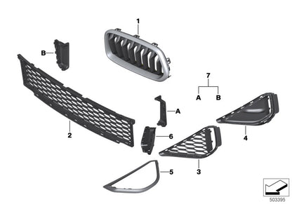 Juego de tapa (Deckel Rep.Set) OEM 51118090128 para BMW X2 F39 sDrive y xDrive (modelos 16d, 18d, 18i, 20d). Compatible con versiones manuales y automáticas. Original BMW.