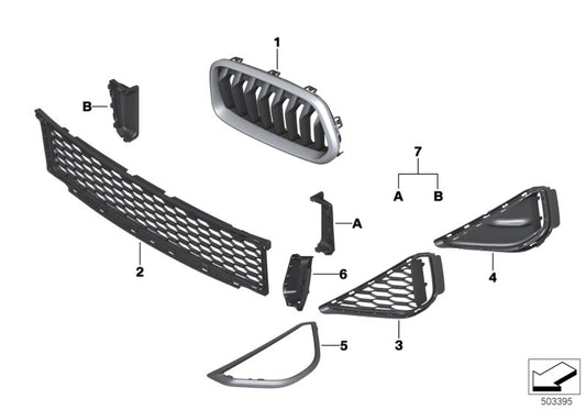 Juego de tapa (Deckel Rep.Set) OEM 51118090128 para BMW X2 F39 sDrive y xDrive (modelos 16d, 18d, 18i, 20d). Compatible con versiones manuales y automáticas. Original BMW.