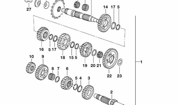 Engranaje 5ª marcha OEM 23007700152 para BMW Motorrad G 650 X, G 650 GS, G 650 GS Sertão (GK15, GR13). Compatible desde 2007 a 2015. Original BMW Motorrad.
