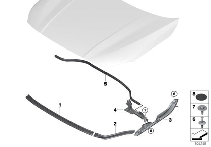Left pond of the front hood OEM 51767476909 for BMW F40, F44. Original BMW.