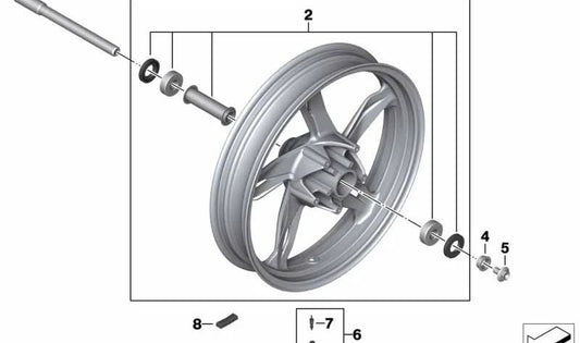 Juego de cojinetes de rueda delantera OEM 36318566519 para motos BMW G 310 R, G 310 GS, G 310 RR. Original BMW Motorrad.