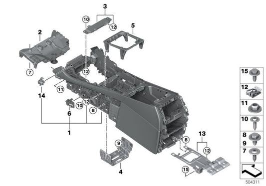 Zentrale Konsole für BMW X5 F95N, X6 F96, G06, F96N, G06N (OEM 51169495661). Original BMW