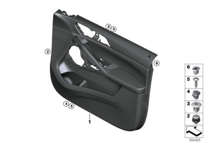 Revestimiento de puerta delantero izquierdo OEM 51419474009 para BMW X6 (G06) xDrive30d, xDrive40d, xDriveM50d... y más. Original BMW.