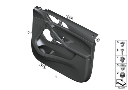 Revestimiento de puerta delantero izquierdo OEM 51419474009 para BMW X6 (G06) xDrive30d, xDrive40d, xDriveM50d... y más. Original BMW.
