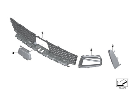Rejilla izquierda parachoques OEM 51748075623 para BMW F40 128ti y M135i xDrive. Original BMW.