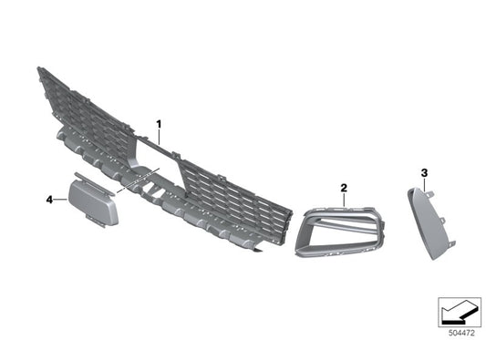 Clip embellecedor rejilla lateral izquierda OEM 51118075625 para BMW F40 (116d, 116i, 118d, 118i). Modelos desde 2019 hasta 2024. Recambio original BMW.