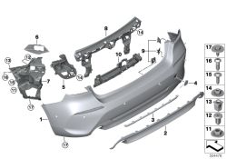 Revestimiento parachoques trasero OEM 51129464566 para BMW F40 116d, 118d, 118i... y más. Original BMW.