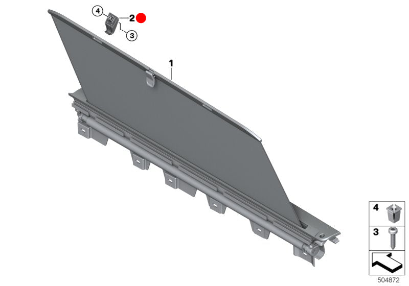 Enganche para cortinilla parasol lateral OEM 51357952233 para BMW G21, G21N, G81, G81N. Original BMW.