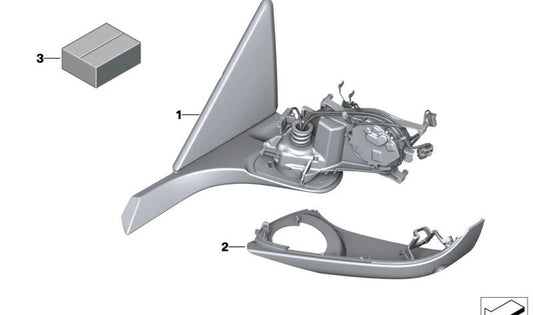 Base de miroir droit OEM 51169500764 pour la compétition BMW F93 M8. Compatible avec les modèles GV01, GV02 et GV03 (2019-2025). Pièce BMW originale.