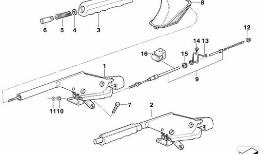 Bowden -Kabel für BMW 3 E36 -Serie (OEM 34411159048). Original BMW