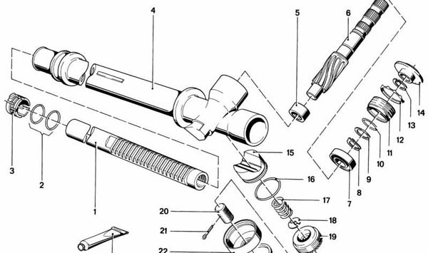 Soporte muelle dirección OEM 32111116915 para BMW E21. Pieza original BMW.