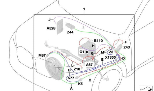Set di cavi di sostituzione per BMW X1 U12 (OEM 61115A87868). BMW originale
