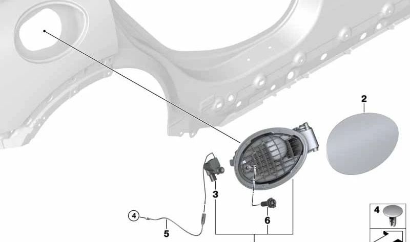 Chapaleta de relleno imprimada OEM 51177447397 para MINI Clubman F54, F54 LCI. Original MINI.