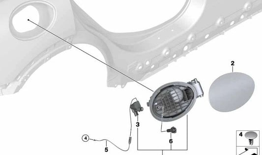 Chapaleta de relleno imprimada OEM 51177447397 para MINI Clubman F54, F54 LCI. Original MINI.