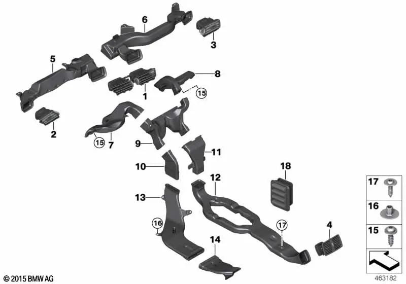 Channel de chauffage pour la série BMW 2 F45, F46, X1 F48, F49, X2 F39 (OEM 51459263338). BMW d'origine