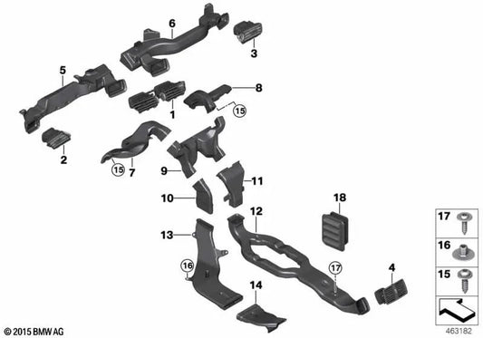 Channel de chauffage pour la série BMW 2 F45, F46, X1 F48, F49, X2 F39 (OEM 51459263338). BMW d'origine