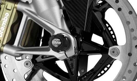 Juego de protectores de eje OEM 77258356929 para motos BMW S 1000 RR, S 1000 R, HP4. Original BMW Motorrad.