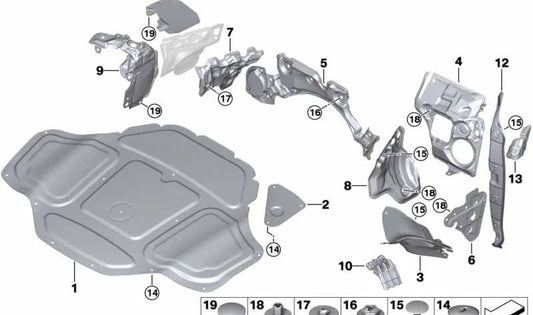 Aislante acústico paso de rueda delantero derecho OEM 51487330742 para BMW G11, G12. Original BMW.
