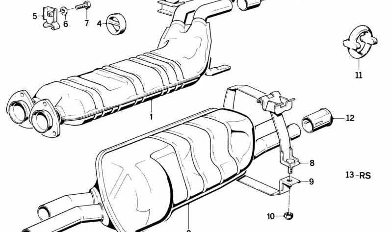 Soporte de escape OEM 18211175445 para BMW E30, E12, E28, E34, E24, E23, E32. Original BMW.
