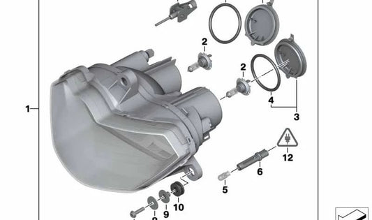 Faro delantero OEM 63127713398 para motos BMW R1200S, HP2 Sport. Original BMW Motorrad.