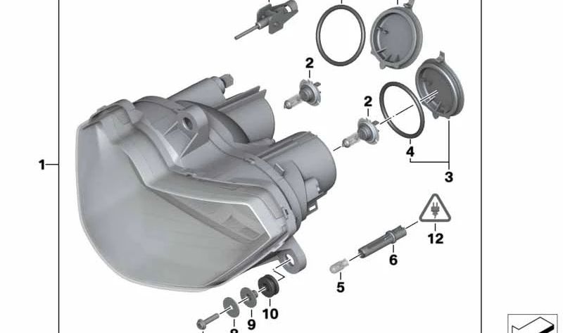 Faro delantero OEM 63127713392 para motos BMW K1200R, K1200R Sport, K1300R. Original BMW Motorrad.