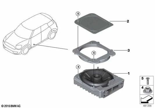 Left Center Speaker for BMW 2 Series F45, F46, F45N, F46N, X1 F48, F49, F48N, F49N, X2 F39 (OEM 65139256349). Original BMW.