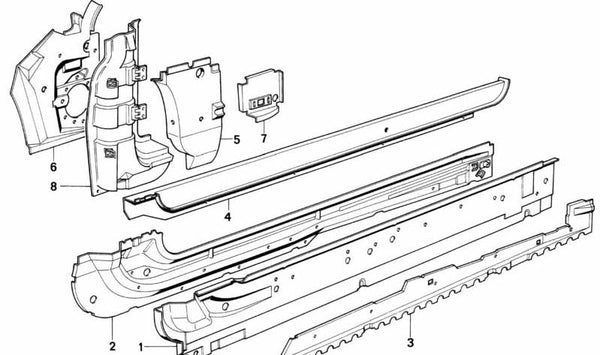 Larguero derecho del chasis OEM 41111943112 para BMW E30. Original BMW.